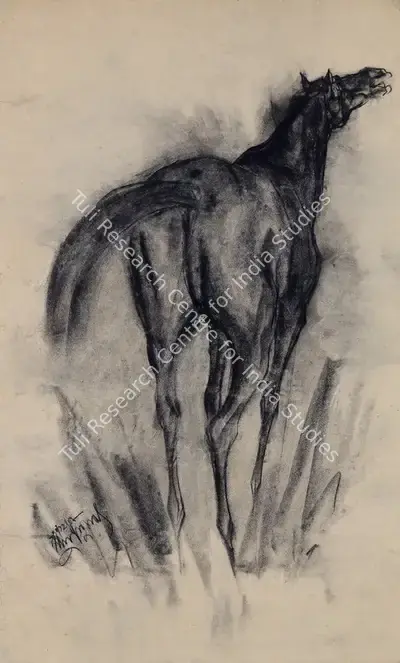 Sunil Das (Artist), Untitled (Horse), 1958, Drawing