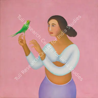 Manjit Bawa (Artist), Lady with Bird, 1999, Painting