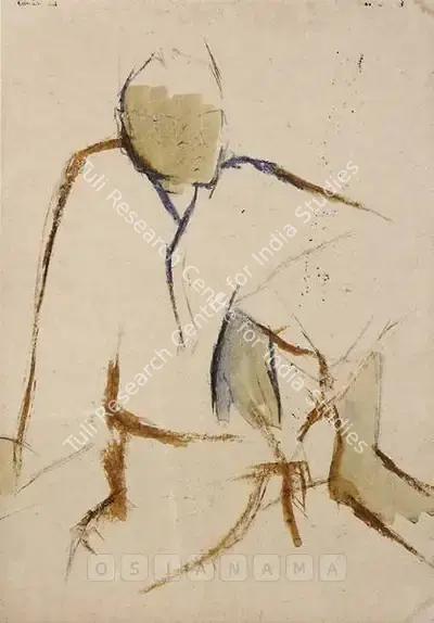 Mohamedi, Nasreen (Artist). Portrait Of A Man Seated, n.d. | Painting, Bow.Del/20.11.02