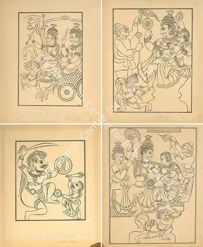 Laxman Pai (Artist), Studies of Siroda Temple, Drawing