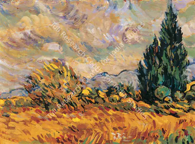 Jamini Roy (Artist), The Cypress Fields (After Vincent Van Gogh), 1915, Painting