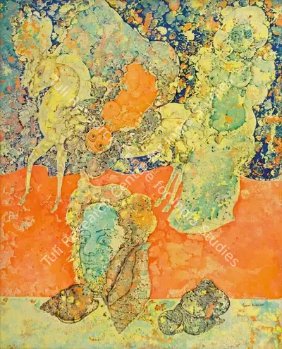 Sakti Burman (Artist), Autoportrait Aux Coquillages, 1973, Painting