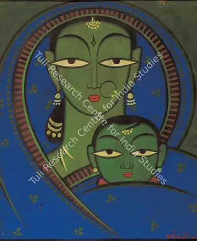 Jamini Roy (Artist), Mother and Child, 1949, Painting