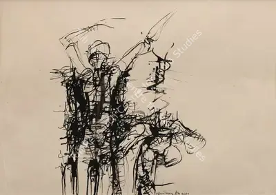 G.M. Sheikh (Artist), Untitled, 1961, Drawing
