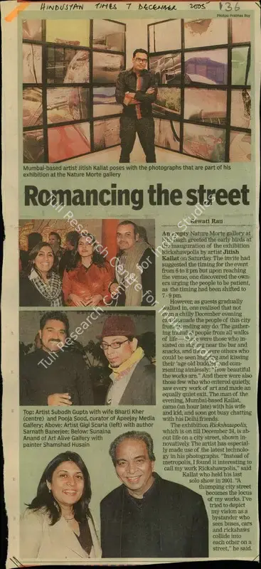 Rewati Rau (Reporter), Romancing the Street, 2005, Newspaper Clipping