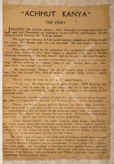 Himanshu Rai (Producer), Achhut Kanya, 1936, Song-Synopsis Booklet