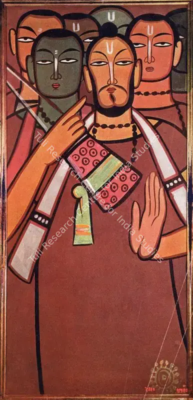 Jamini Roy (Artist), Baul Group, 1931, Painting