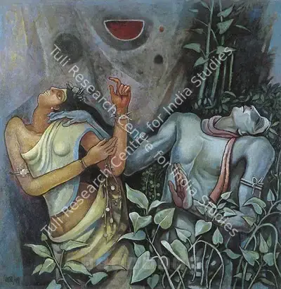 Bijon Choudhury (Artist), Radha-Krishna, 1997, Painting