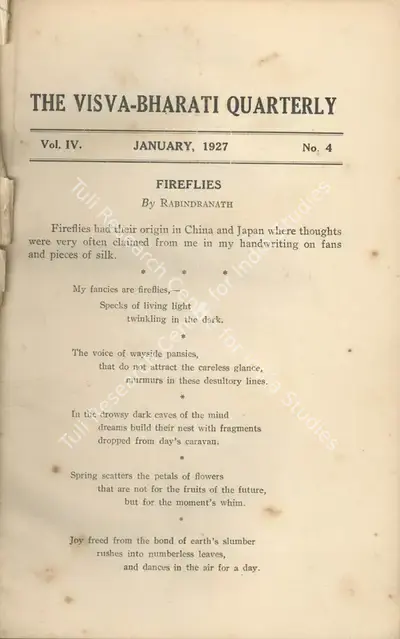 Rabindranath Tagore (Editor), Visva-Bharati Quarterly, 1927, Journal