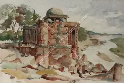 K.K. Hebbar (Artist), A View of the Baba Lulu Masjid Mosque, Ahmadabad, 1957, Painting