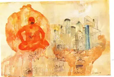 Nalini Malani (Artist), Man In Balloon, 1999, Painting