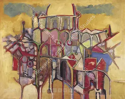 S.K. Bakre (Artist), Cityscape, 1965, Painting