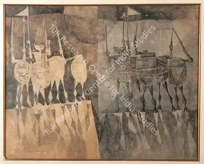 Shyamal Dutta Ray (Artist), Confrontation, 1972, Painting