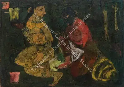 Shankar Palsikar (Artist), Woman and her Attendant, Painting