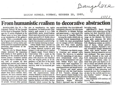 Marta Jakimowicz Karle (Writer), From Humanistic Realism to Decorative Abstraction, 1992, Newspaper clipping
