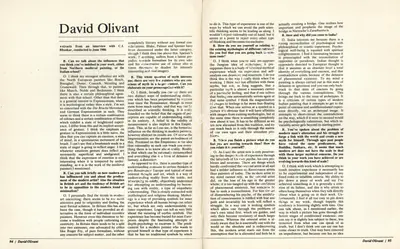 C.I. Bhaskar (Interviewer), David Olivant, 1987, Interview