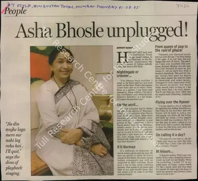 Janhavi Samant (Reporter), Asha Bhosle Unplugged, 2005, Newspaper Clipping