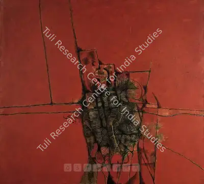 A.P. Santhanaraj (Artist), Red And Black Form, 1969, Painting
