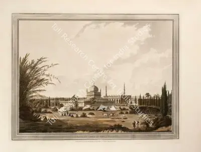 John William Edy (Engraver), The Mausoleum of Hyder Aly Khan at Laulbaug, 1793, Engraving