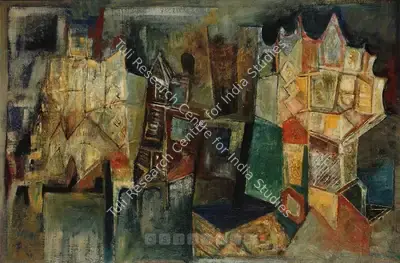 S.K. Bakre (Artist), Small Cityscape, Painting