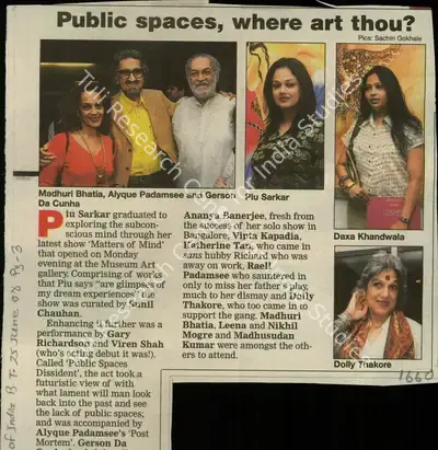 Sachin Gokhale (Reporter), Public spaces, where art thou?, 2008, Newspaper Clipping