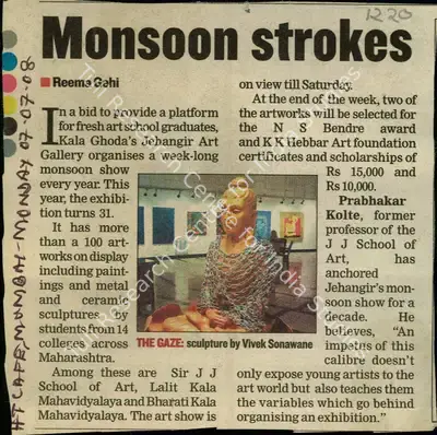 Reema Gehi (Reporter), Monsoon Strokes, 2008, Newspaper Clipping