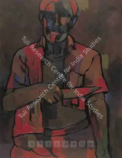 Thota Vaikuntam (Artist), Man With Knife, 1979, Painting