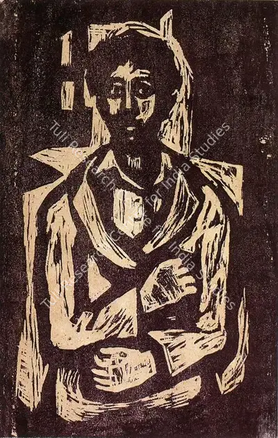 K.G. Subramanyan (Artist), Young Man, 1953, Graphic Art