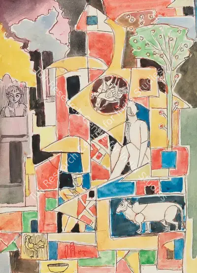 Ramgopal Vijaiwargiya (Artist), Untitled (Pink City), Painting