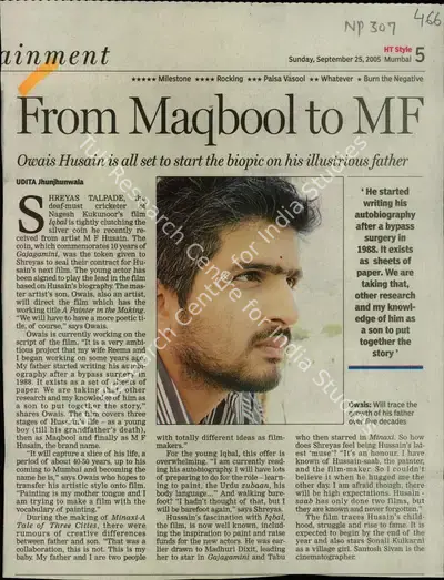 Udita Jhunjhunwala (Reporter), From Maqbool to MF, 2005, Newspaper Clipping