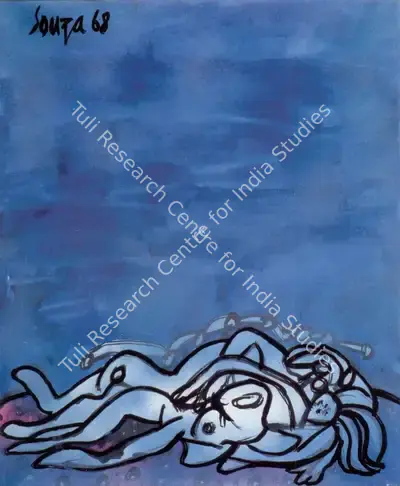 F.N. Souza (Artist), Lovers, 1968, Painting