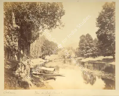 John Burke (Photographer), View on Dal Canal, Cashmire, Antiquarian Photograph
