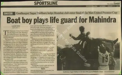 Laxmi Negi (Reporter), Boat boy plays life Guard for Mahindra, 2007, Newspaper Clipping