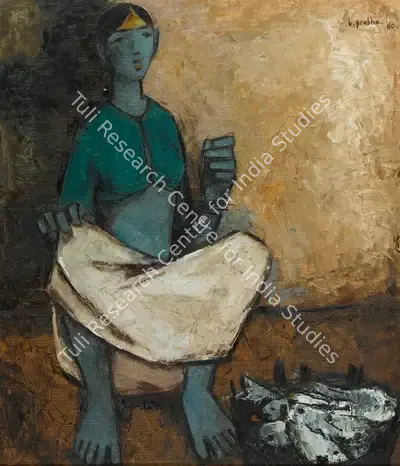 B. Prabha (Artist), Untitled (Fisher Woman), 1960, Painting