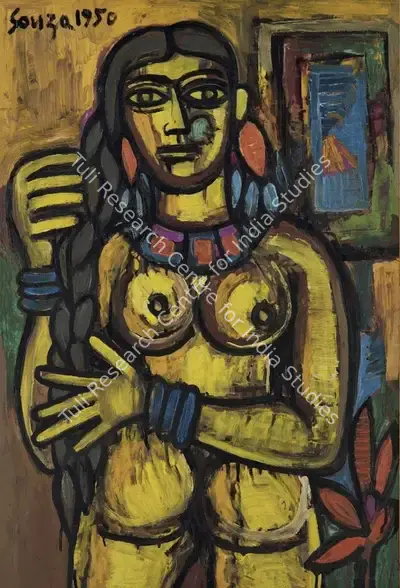 F.N. Souza (Artist), Front-Back Nude, 1950, Painting