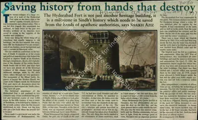Shaikh Aziz (Reporter), Saving History from Hands that Destroy, 1999, Newspaper Clipping
