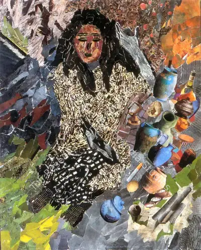 Jeet Chhabda (Artist), Woman with Pots, 1990, Painting