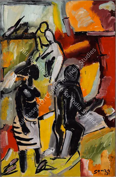F.N. Souza (Artist), Peasants in Goa, 1947, Painting