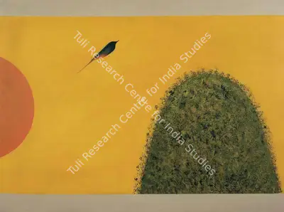 J. Swaminathan (Artist), Untitled (Bird, Tree, Mountain), 1983, Painting