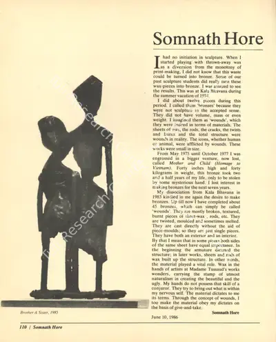 Somnath Hore (Essayist), Somnath Hore, 1987, Essay