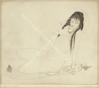 M.A.R. Chughtai (Artist), Untitled (Courtesan), Graphic Art