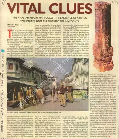 Manoj Mehta (Reporter), Vital Clues, 2003, Newspaper Clipping
