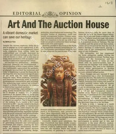 Neville Tuli (Chairman), Art and the Auction House, Newspaper Clipping