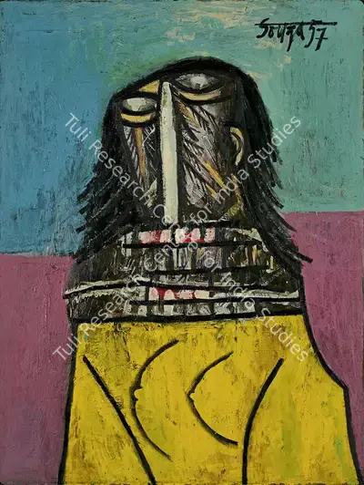 F.N. Souza (Artist), Girl In A Yellow Sweater, 1957, Painting
