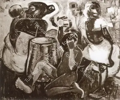 Husain, M. F. (Artist). Morning Bath. Oil , 1948 | Maqbool Fida Husain, 2008 | Painting | FineArts | 00495164