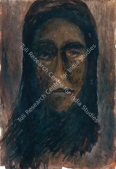 Rabindranath Tagore (Artist), Face, 1935, Painting