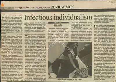 Rita Datta (Reporter), Infectious Individualism, 2003, Newspaper Clipping