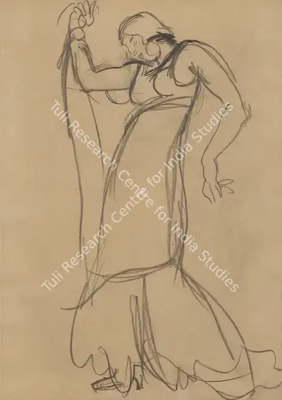 Amrita Sher-Gil (Artist), Untitled (Spanish Women Dancer), 1933, Drawing