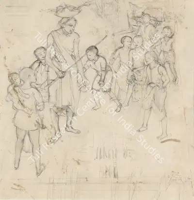 N.S. Bendre (Artist), Mad Woman, 1956, Drawing