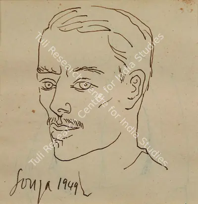 F.N. Souza (Artist), Untitled (Self-Portrait), 1949, Drawing